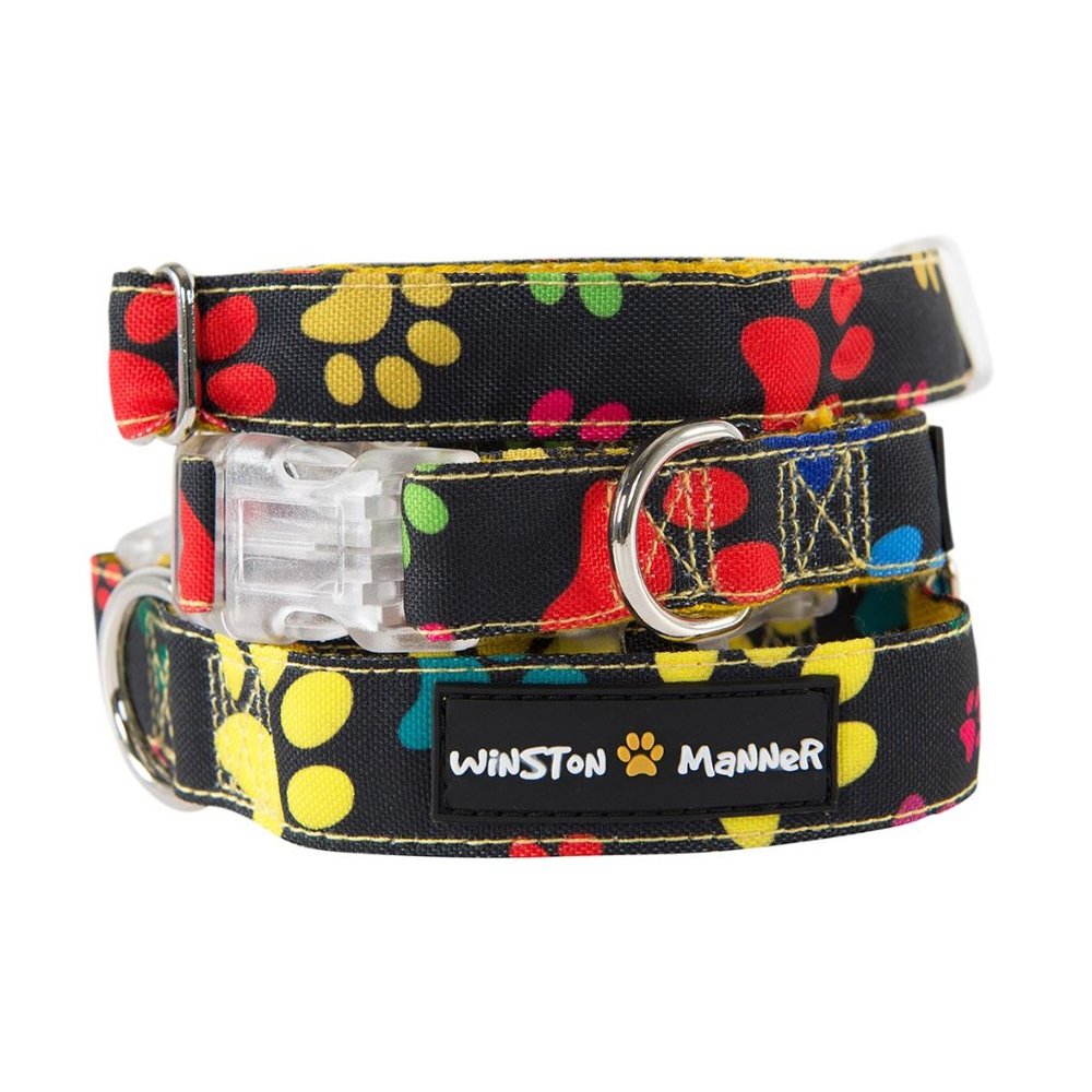 Winston Manner Designer Dog Collar in My Prints - Black